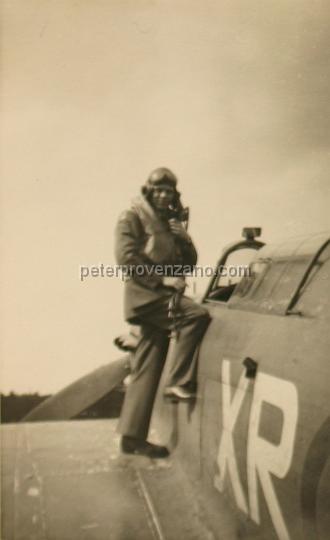 Peter Provenzano Photo Album Image_copy_086.jpg - William Dunn on the wing of a Hawker Hurricane I. Summer of 1941.